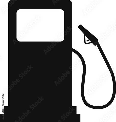 Fuel station with pump depicted in a clean vector style showing a gasoline supply unit for refueling vehicles.