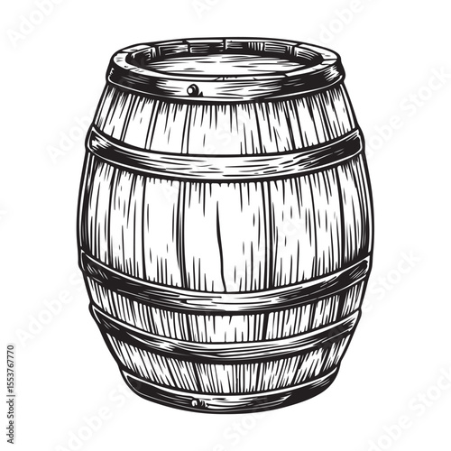 Vintage Wooden Barrel Silhouette Illustration 