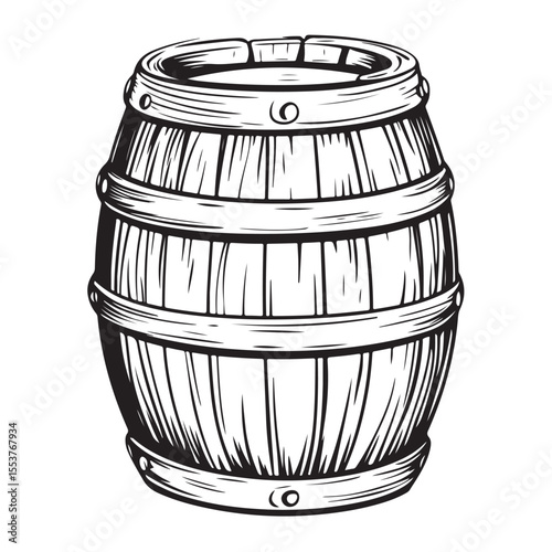 Vintage Wooden Barrel Silhouette Illustration 