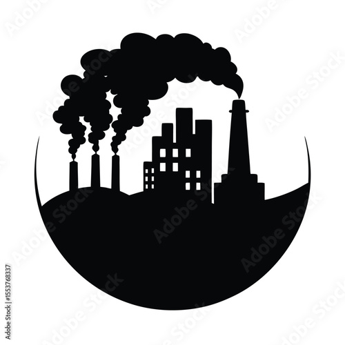 silhouette of a factory