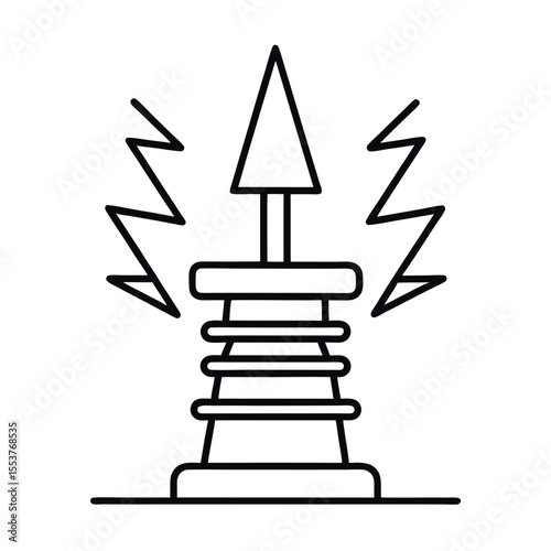 Lightning Arrester Outline Vector Icon On White Background.