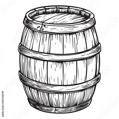 Vintage Wooden Barrel Silhouette Illustration 
