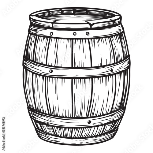 Vintage Wooden Barrel Silhouette Illustration 