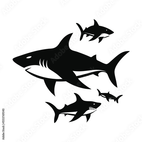 "Cartoon Shark Illustration Isolated on White Background"


