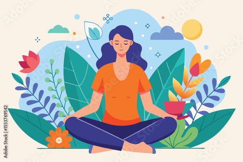 Woman enjoying a peaceful moment outdoors with a cup and surrounded by vibrant flowers in a relaxing atmosphere