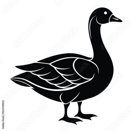 Goose silhouette vector on white background