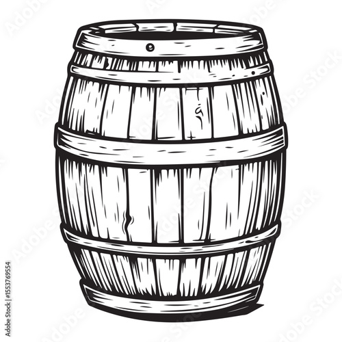 Vintage Wooden Barrel Silhouette Illustration 