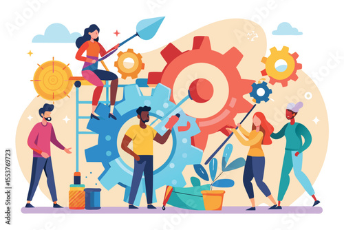 Engaging teamwork for business improvement with diverse individuals collaborating on innovative strategies and projects