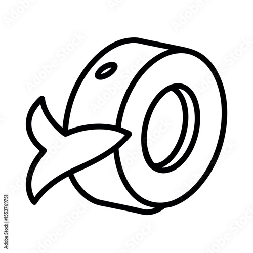 Line Art Illustration of Wire Fish Tape On White Background.