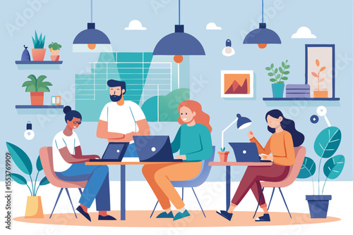 Collaboration in a modern co-working space designed for productivity and creativity with diverse individuals working together