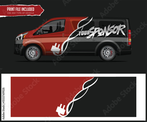 Van Wrap Design with Electric Vehicle Theme Print