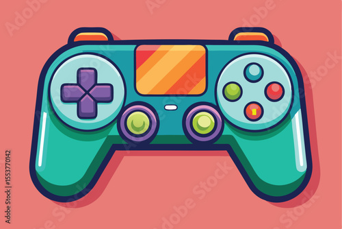 Vibrant vector graphic of a gaming controller featuring geometric buttons designed for enthusiasts of digital gaming