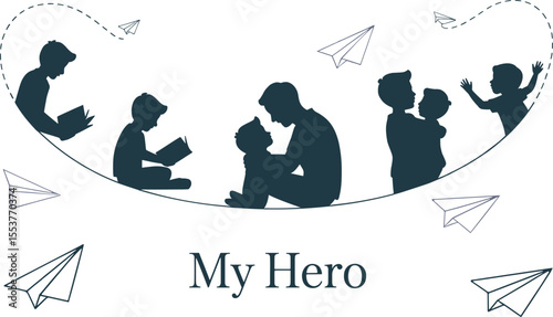 Father's Day Vector Illustration, A Tribute to Fathers and son