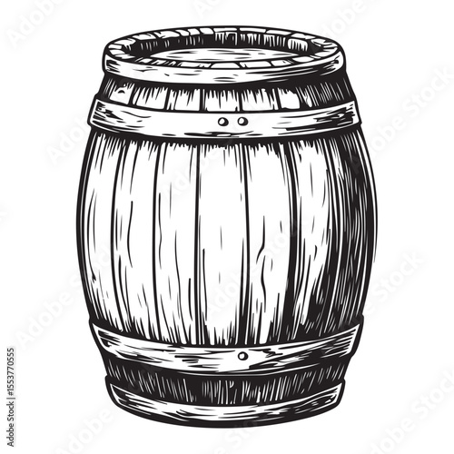 Vintage Wooden Barrel Silhouette Illustration 
