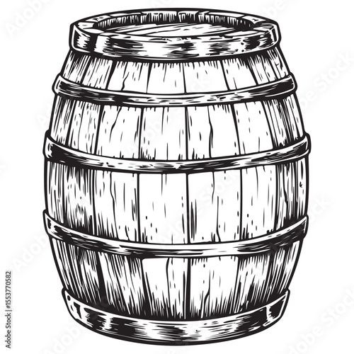 Vintage Wooden Barrel Silhouette Illustration 