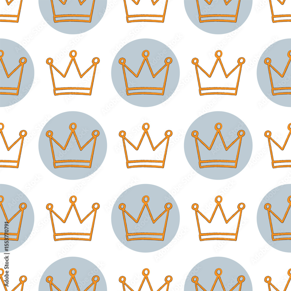 A pattern of crowns with a blue circle in the center. The crowns are yellow and blue, and they are arranged in a way that creates a visually appealing design A pattern of crowns with a blue circle in the center. The crowns are yellow and blue, and they are arranged in a way that creates a visually appealing design
