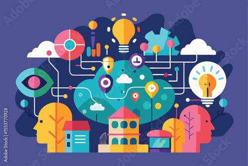 Crowdsourced AI solutions for community challenges and innovative problem-solving strategies illustrated in a colorful graphic
