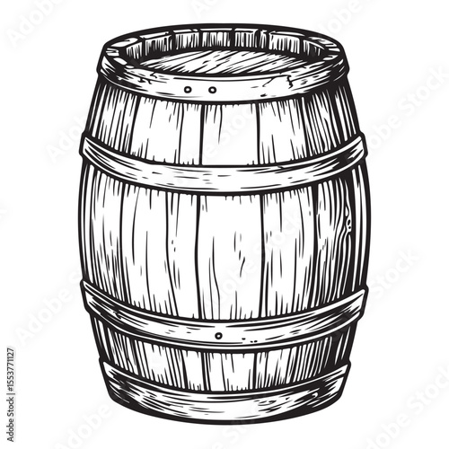 Vintage Wooden Barrel Silhouette Illustration 