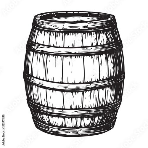 Vintage Wooden Barrel Silhouette Illustration 