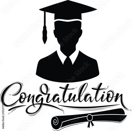 Congratulations Class of 2025 greeting sign. Congrats Graduated. Congratulating banner. Handwritten brush lettering. Isolated vector text for graduation design, greeting card, poster, invitation