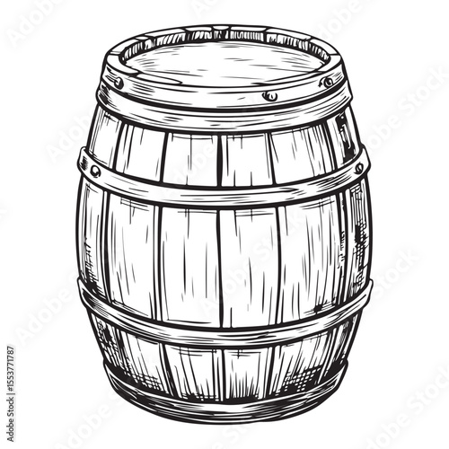 Vintage Wooden Barrel Silhouette Illustration 