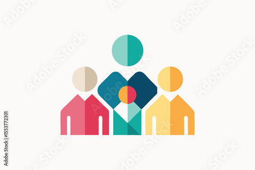 Minimalist family icon featuring clean geometric silhouettes representing love, unity, and togetherness among family members in a modern design