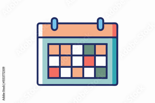 Clean geometric minimalist calendar icon design featuring a grid layout with colorful squares suggesting organization and planning in a modern digital style