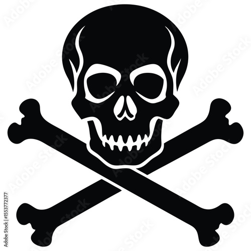 High-contrast skull and crossbones image in black and white for edgy, gothic, or warning-themed visuals and Halloween projects.