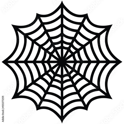 Bold spider web illustration with clean radial lines, ideal for Halloween graphics, creepy crafts, or eerie digital themes.