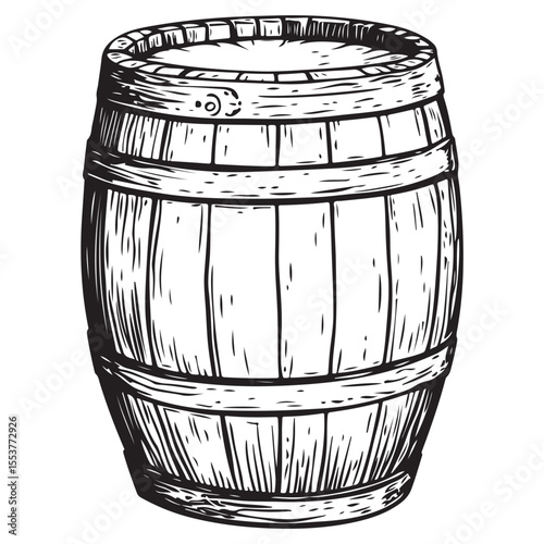 Vintage Wooden Barrel Silhouette Illustration 