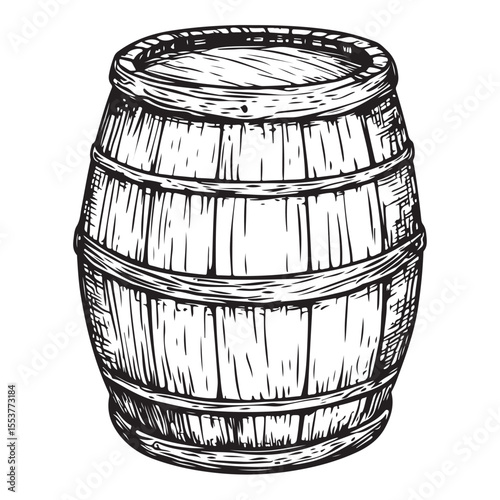 Vintage Wooden Barrel Silhouette Illustration 