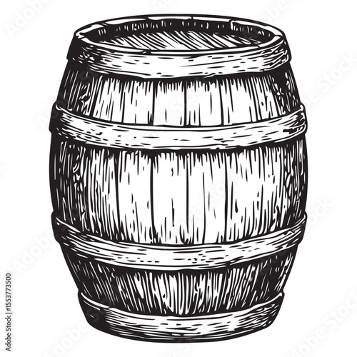 Vintage Wooden Barrel Silhouette Illustration 
