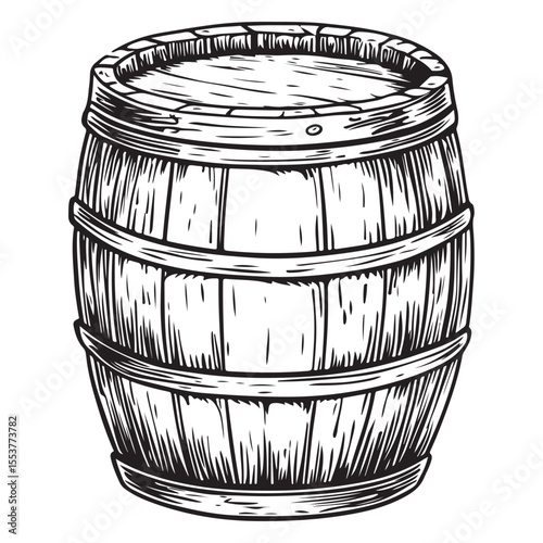 Vintage Wooden Barrel Silhouette Illustration 