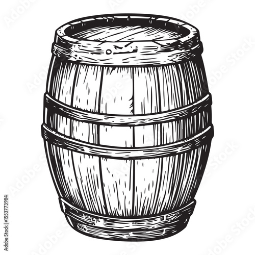 Vintage Wooden Barrel Silhouette Illustration 