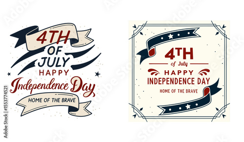 Happy 4th of July typography design with vertical American flag brush stroke on both sides, vector illustration USA Independence day holiday Happy 4th of July 3 Vector, 4th July Vector, America Vector