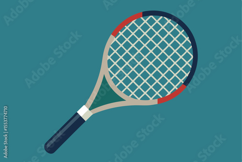 Minimalist tennis racket design featuring clean geometric strings and a modern color scheme against a solid background