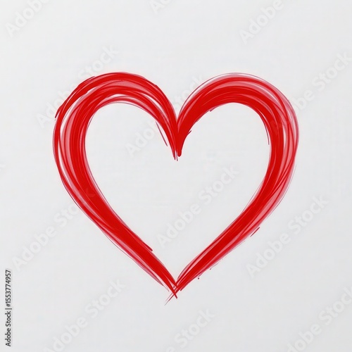 Bright Red Heart Shape Hand-Drawn on White Background for Love, Romance, and Affection in Creative Projects