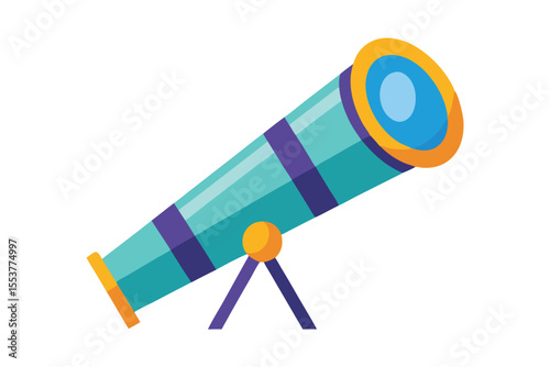 Explore the cosmos with a simple geometric telescope design featuring a flat tube and vibrant colors for stargazing enthusiasts