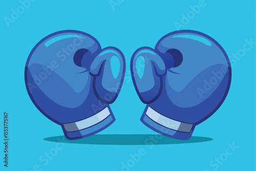 Boxing match with blue gloves showcasing a dynamic confrontation against a vibrant aqua background