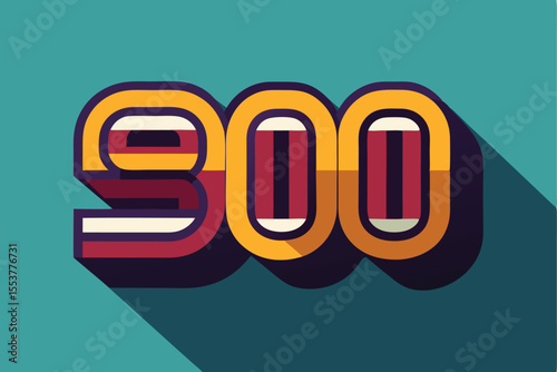 Logo design featuring the number 900 with vibrant colors and a striking long shadow against a teal background