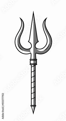 Trishul, sacred Hindu symbol, three-pronged spear, religious icon.  Detailed trishul design, ancient Indian weapon, spiritual emblem.  Powerful trishul image perfect for religious art,