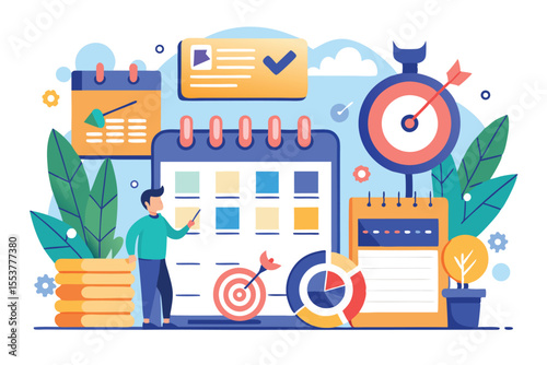 Managing time effectively with a detailed schedule focused on target deadlines and strategic planning