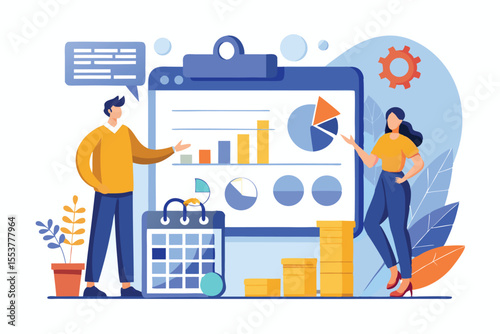 Analysts prepare monthly reports using calendar charts and data visualizations to analyze performance and trends effectively
