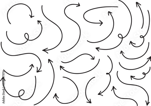 Line art sketch Hand drawn arrow decoration element icon set vector illustration	