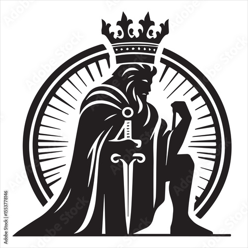Kneeling King A Majestic Illustration of Royal Humility and Power