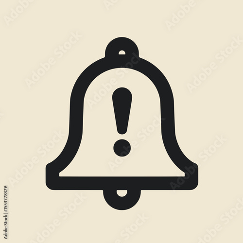 Alarm bell icon with exclamation mark in minimalistic style  