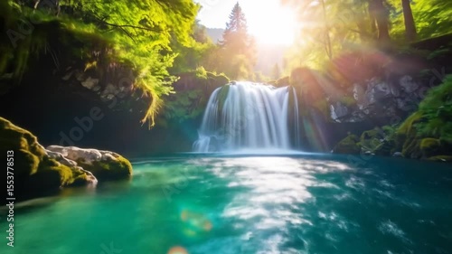 Wallpaper Mural Serene Waterfall In Lush Forest Torontodigital.ca