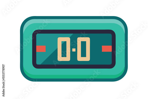 Simplistic timer icon featuring digital display for timing activities and events in a minimalist style with vibrant colors and clear readability