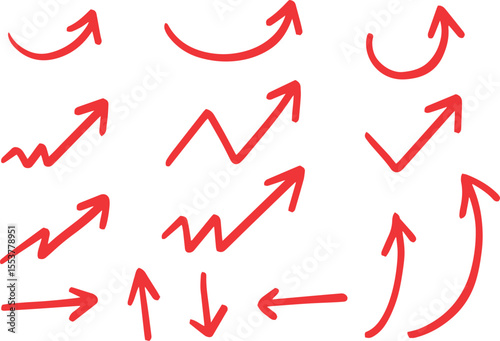 Line art sketch Hand drawn arrow decoration element icon set vector illustration	