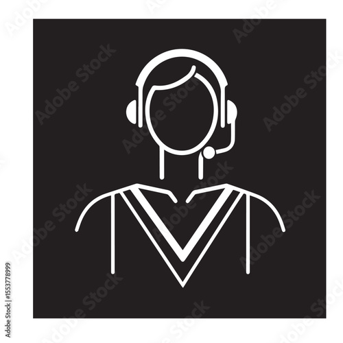 Customer service representative icon on a black background in simple design